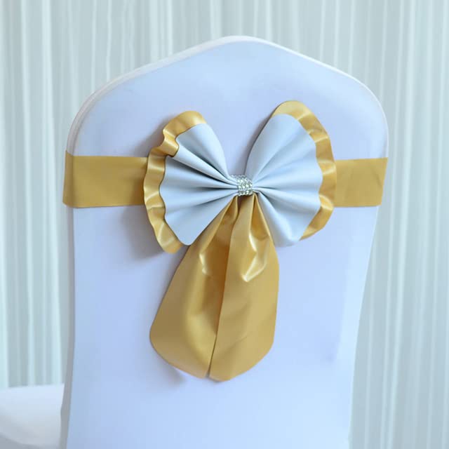 MEIJIU 10/50pcs Chair Cover Knot Sashes Hotel Country Wedding Deco Belt for Events Decoration Dining Ties Office Satin Ribbon
