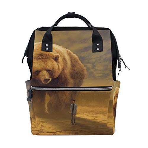 - Zaino da viaggio in tela motivo: orso marrone