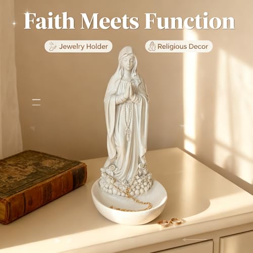 Estatua religiosa artesanal Virgen María blanca miniatura 2