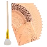 Lusofie 100Pcs Rose Gold Foil Sheets for Foil Art Gilding Craft Art Painting Gold Flakes for Nails DIY Projects Decoration Sculpture Frames Paintings Wall Furniture 5.5' x 5.5' with 1 Brush