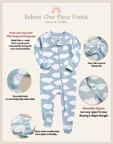 VAENAIT BABY Toddler Boys Girls Solid Footie Pajama Cloud Grey 12M