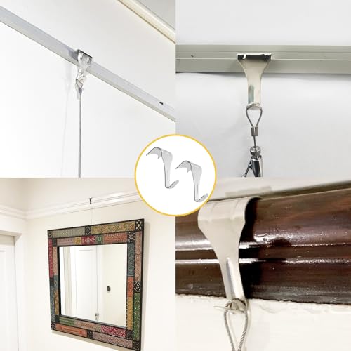 Image of 2PCS Picture Rail Hooks,Sunxer Tool Picture Rail Hanging System Molding Hooks for Photo Frame Picture Artwork Hang