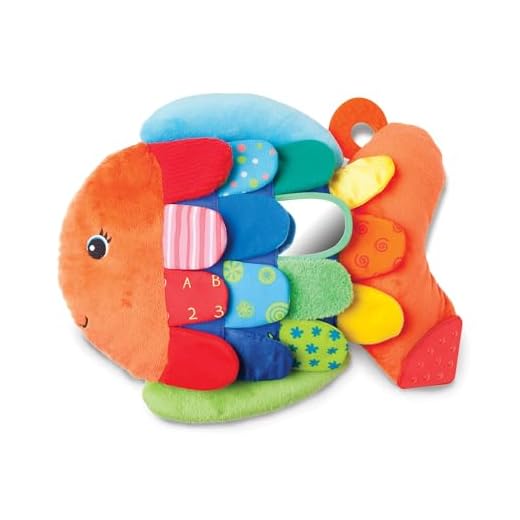 Melissa & Doug K’s Kids, Flip Fish Stuffed Animal, Soft Baby Book, Multi-Textured Squeaking & Crinkling Infant Sensory Toys for Babies with Baby Mirror, Tummy Time Toys for Infants Ages 0–9 Months