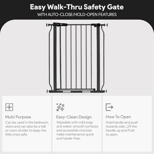 BalanceFrom Easy Walk-Thru Baby Safety Gate, Fits 29.1" to 33.8" Openings | with Hold-Open and Auto-Close – Adjustable Steel Barrier for Stairs, Doorways, and Hallways, No Drilling Installation - Image 4