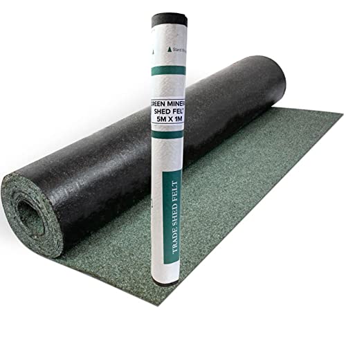 Standard Grade Shed Roof Felt Green Mineral 16.4 x 3.2ft (5m x 1m) - Durable, Long-Lasting Heavy-Duty Roofing Felt, Weatherproof Roof Covering for Summerhouses, Sheds, Kennels