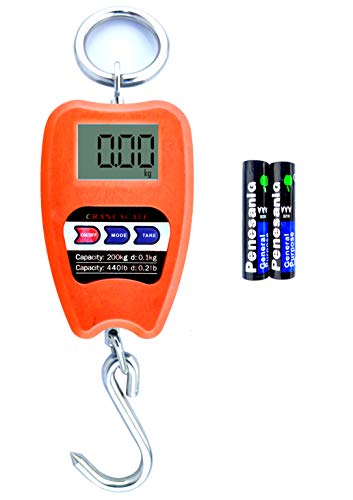 Amazecare™ Mini Crane Scale 200kg Hanging Scale Digital Hanging Scale Weighing Scale with 2 AA Battery Free Weighing Scale (Black) (Mini Crane Scale (Orange))