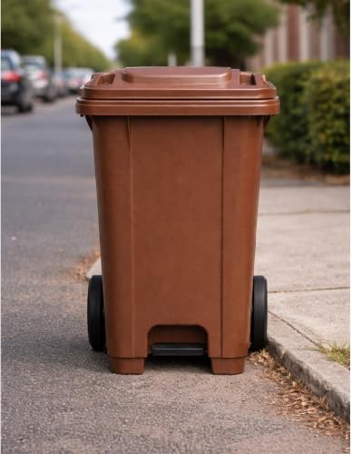 Miniatura 3 de Jardin202 - Cubo De Basura 120 Litros Con Pedal Y Ruedas Contenedor De Basura Robusto Con Pedal 120 L Marrón