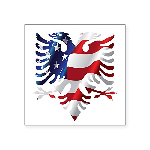 CafePress Albanian American Eagle Sticker Square Bumper Sticker Car Decal, 3