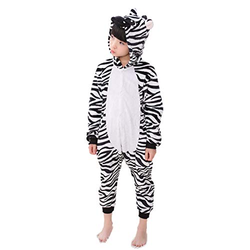 WAFUNNE Kids Zebra Costume Cosplay Halloween Animal Onesie for Boys Girls Child Zebra Black S