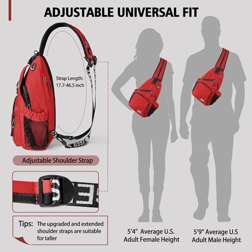 Image of Geestock Convertible Sling Bag for Women Men, Lightweight Crossbody Backpack Daypack Chest Bag Fit 10.9 inch Tablet for Travel, Sport, Hiking & Commute, Red, 8.27inx3.94inx13.39in