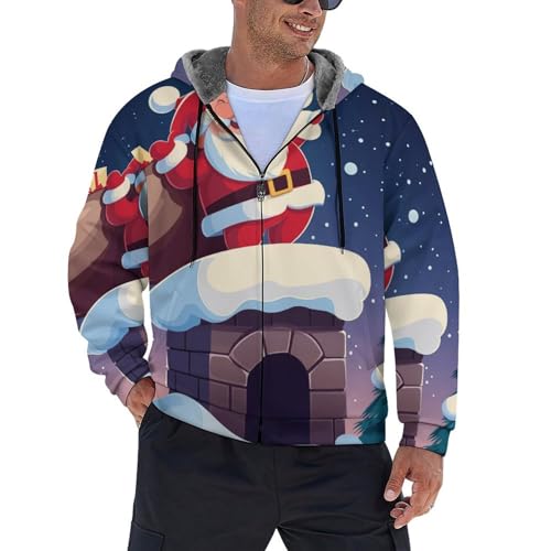 Veste polaire à manches longues pour homme sweat zippé chaud hiver à motif