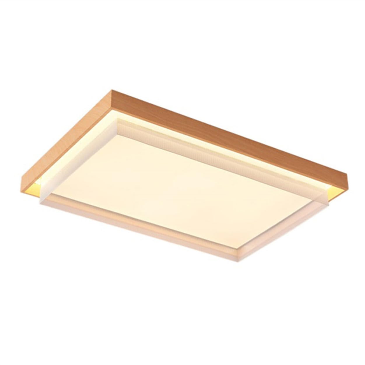 JXYDJH 19.7 Inch LED Scandinavian Ceiling Light Creative Double-Layer Design 3CCT Dimmable Fixture with Acrylic Lampshade Oak Grain Led Flush Mount Ceiling Lamp for Bedroom Entryway Laundry Hallway