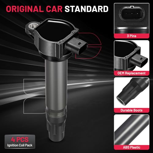 Image of BDFHYK Ignition Coil Pack UF557 Compatible with Jeep Patriot 2007-2017 Jeep Compass 2009-2020 Dodge Journey Caliber Avenger Chrysler 200 Jeep Oem Coil Pack 1.8L 2.0L 2.4L l4 Coil for IC637 Set of 4