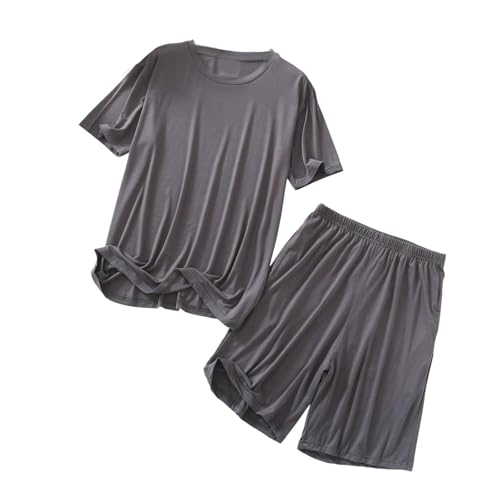 Men's Soft Pajamas Set Short Sleeve Lounge Summer Thin Cool Comfy Basic Pocket Shirt 2 Piece Pj Set
