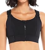 TECOX Zip Front Adjustable Sports Bras for Women High Impact Support Post Surgery Compression Bra wi