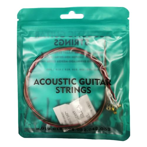Qumiuu Gitarrensaiten,Stahlgitarrensaiten - Akustikgitarrensaiten mit brillantem Klang - Stahlsaiten-Gitarrensaiten, Ersatz für E-Gitarre, Gitarrensaiten für Anfänger