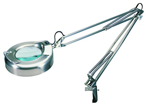 V-LIGHT Full Spectrum Natural Daylight Effect Heavy-Duty Magnifier Lamp with Metal Clamp, Brushed Satin (VS103S)