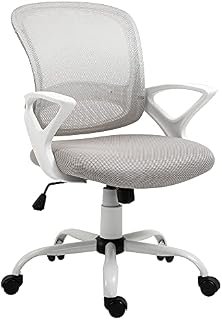 Vinsetto Mesh Office Chair Swivel Desk Task Computer Chair with Lumbar Back Support, Adjustable Height, Arm for Home, Grey