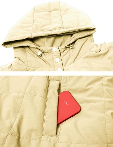 AMEBELLE Women's Oversized Hooded Puffer Jacket Quilted Lightweight Winter Warm Pullover Padded Hoodies Coat(2611-LightYellow-L)