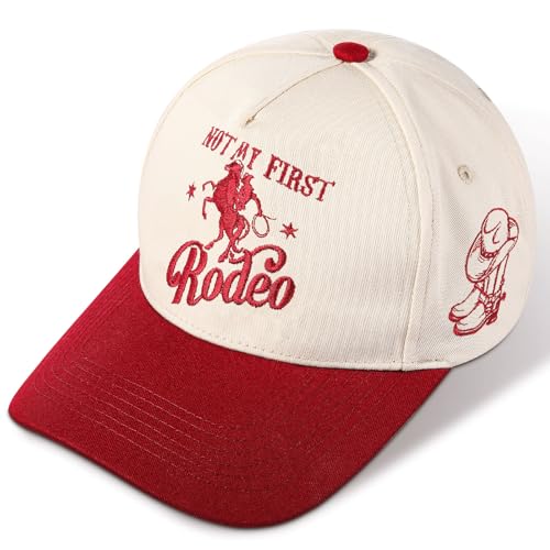 Image of JaGely Two Tone Western Cowboy /Cowgirl Trucker Hat for Women Men Gift Vintage Embroidered Country Baseball Cap