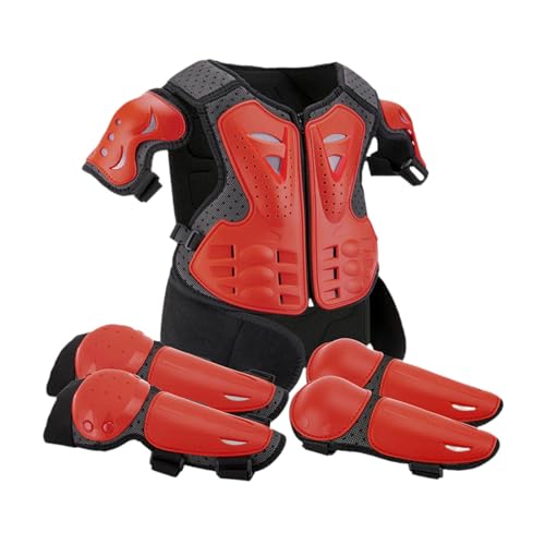 Milageto Traje de Motocicleta Infantil para Patinaje Y Protección, ROJO