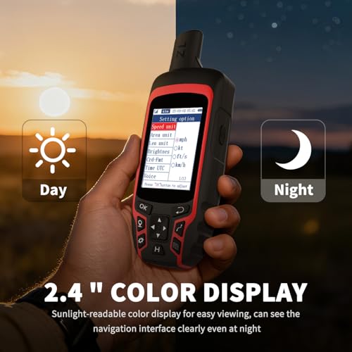 NiesahYan A6 Handheld GPS for Hiking, Rugged Waterproof GPS Navigator with 20 Hrs of Battery Life, 2 Navigation Mode, 2.4\" Color Display and GPS Compass, Moon Phase Information