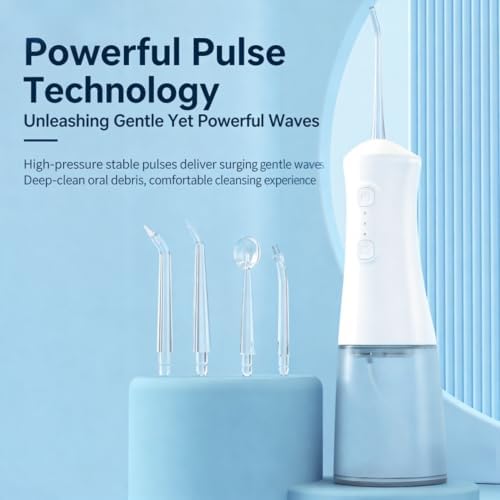 Cordless Water Flosser for Teeth, Portable Power Dental Flosser for Oral Irrigation, Rechargeable Dental Flosser Pick, Waterproof 3 Modes 4 Jet Tips for Adult, Child, Braces, Travel Cleaning - White — view 2