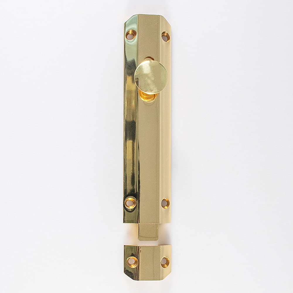 Loops Surface Mounted Flat Sliding Door Bolt Lock 253 X 36Mm Polished Brass