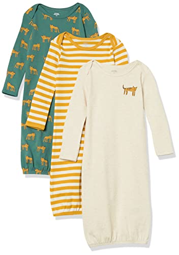 Image of Amazon Essentials Unisex Babies' Cotton Sleeper Gowns, Pack of 3