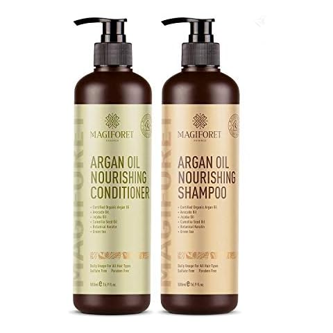 MagiForet Argan Oil Shampoo and Conditioner Set (2 x 16.9 Oz) Sulfate Free, Natural Oil Infused - Soft & Smooth, Gentle on Curly & Color Treated Hair Cover