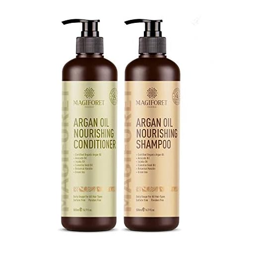 Argan Oil Shampoo and Conditioner Set (2 x 500ml) - MagiForet ekologiskt schampo & balsam Sulfatfritt - Mjukt & smidigt, Skonsamt för lockigt och färgbehandlat hår, För kvinnor & män