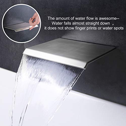 EMBATHER Shower System with Waterfall Tub Spout 10 inch Shower Tub Faucet Set wiht Rain Showerhead and Handhled,Brushed Nickle(Contain Rough-in Valve Body and Trim） - Thumbnail 4