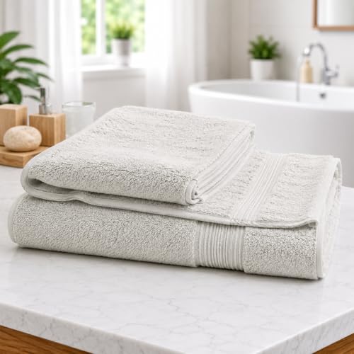 Image of Luxury Bath Towel for Men & Women | Ultra Soft & Super Absorbent 600 GSM Premium Cotton Feel Towel | Large Size 70 x 140 cms | Quick Dry Daily Use Bathroom Towel | 1 Piece - Ivory
