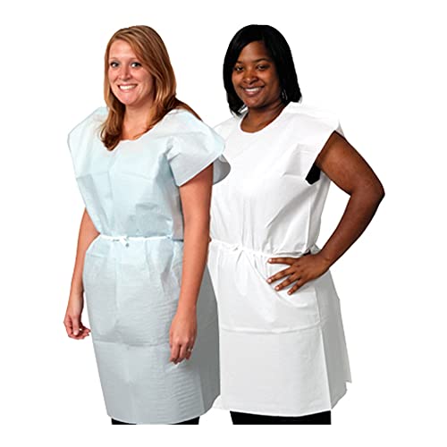 Image of Pro Advantage NDC P750033 Exam Gown with Traditional Front /Back Opening, Tissue /Poly /Tissue, Blue, 30 inch x 42 inch Size (Pack of 50)