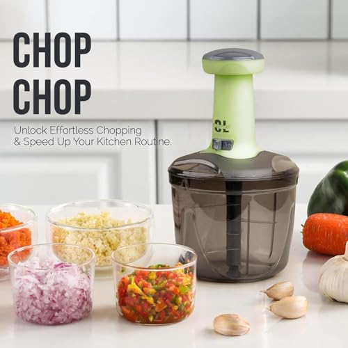 Image of Manual Hand Push Vegetable Chopper for Kitchen Use 650 ml | Plastic Body & Stainless Steel Blade | Onion Cutter for Ginger, Garlic, Salad, Tomato, Potato | BPA Free | Pack of 1