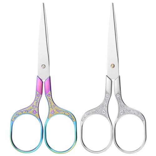 LXUEJIE 2 Pack Embroidery Scissors, Small Sharp Scissors with Cover