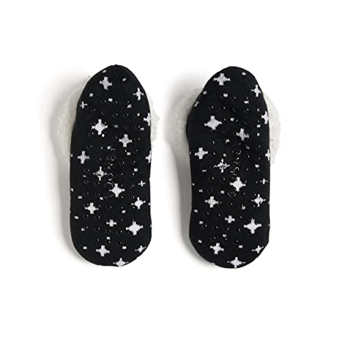 Disney Women's Nightmare Teddy Fur Slipper Socks, Christmas Grey, 9-112