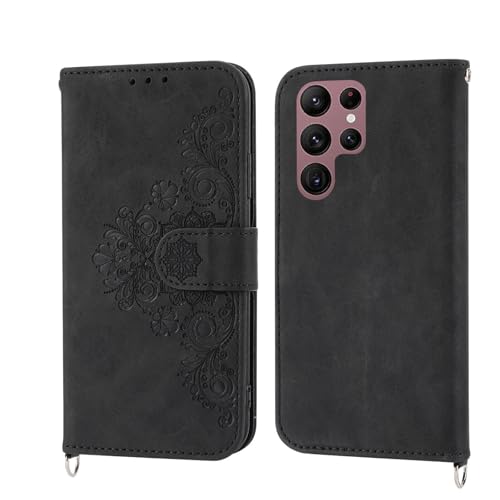 Étui Oppo Reno 12 5G noir portefeuille cuir avec fentes cartes