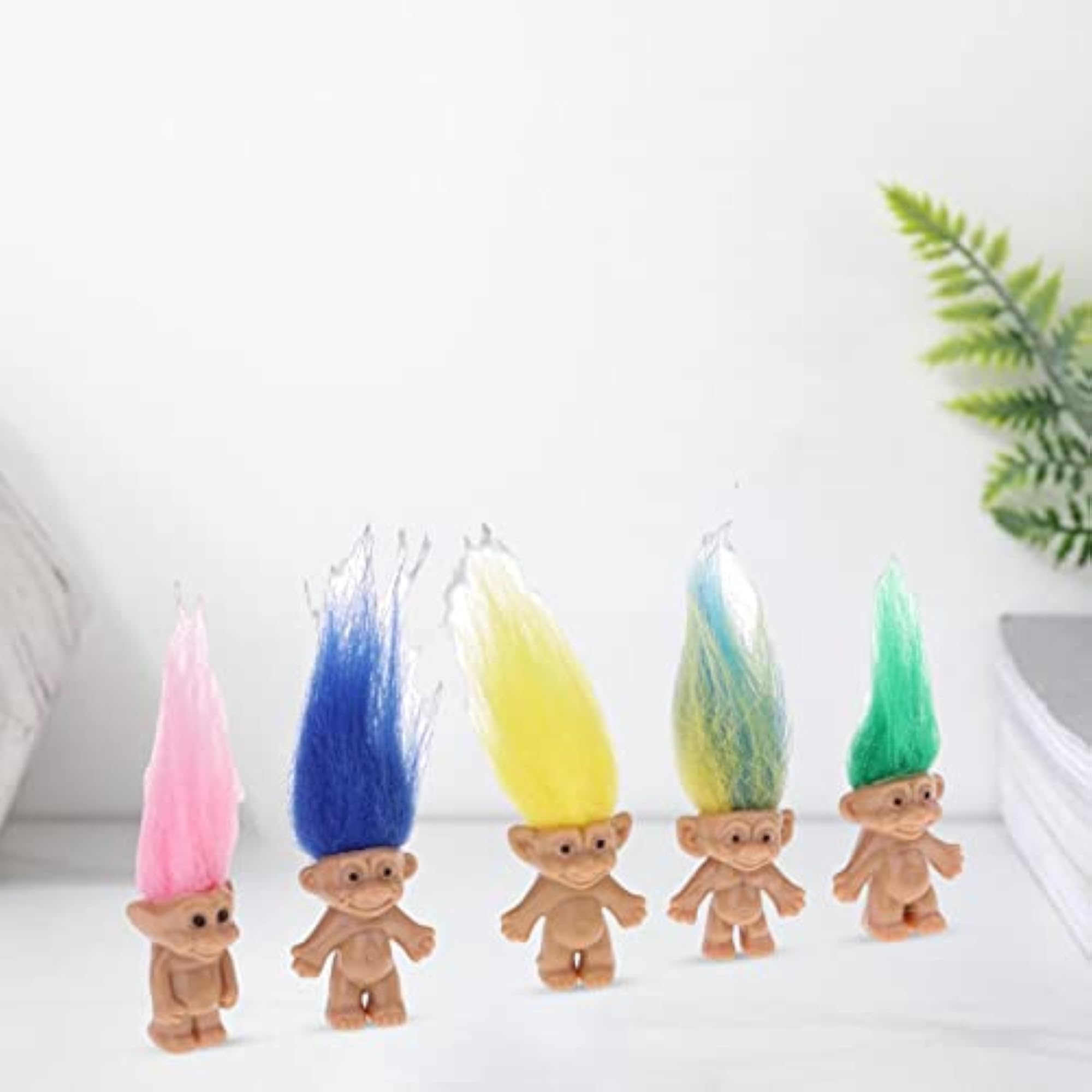 Dollhouse Miniature Retro Troll Doll Figures, 5 Pieces