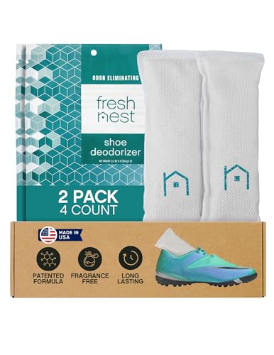 Shoe Deodorizer with Zeolites 2-Pack - Odor Eliminator, Air Freshener, Smell Absorber, Sneakers, Gym Bags, Soccer Cleats, Closets, Pet Area, Reusable - Shoe Deodorant