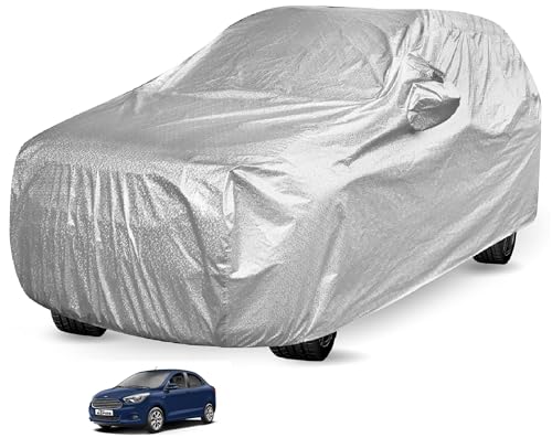 Image of Auto Hub Waterproof Car Cover Compatible with Figo Aspire with Mirror Pocket, Soft Cotton Lining, Waterproof Figo Aspire Car Cover- Metallic Silver