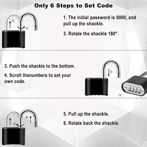 Image of 4pcs Combination Lock, 4-Digit Heavy Duty Combo Lock, Combination Padlock Outdoor Waterproof Gate Locks for Outdoor Fence, Locker, Sheds, Gym, Gate Hasps (4pcs-Short-Black)