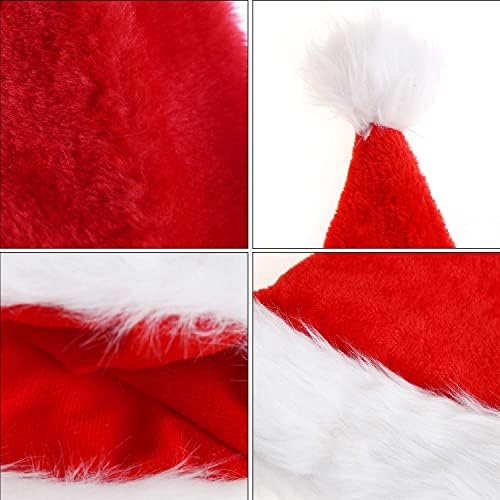 SULOLI Santa Hat Kids,1 Piece Soft Plush Xmas Santa Hat for kids with Thicken Classic Fur for Christmas Costume Party Suppliesfor Age 3-5