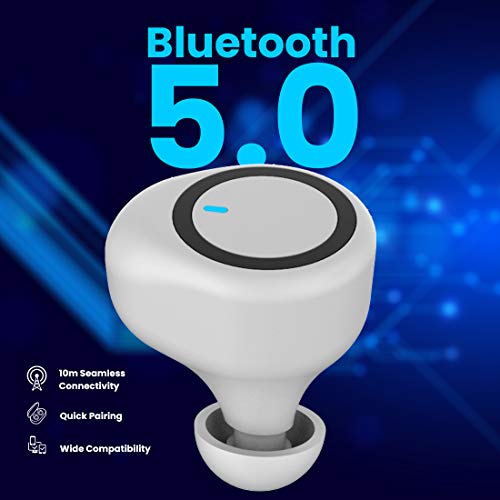 Image of PTron Bassbuds in-Ear True Wireless Bluetooth 5.0 Headphones with Hi-Fi Deep Bass, 20Hrs Playtime with Case, Ergonomic Sweatproof Earbuds, Noise Isolation, Voice Assistance & Built-in Mic - (White)