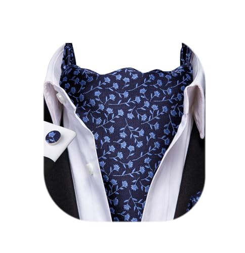 Image of Dubulle Paisley Floral Ascot for Men Self Tie Mens Cravat and Pocket Square Cufflinks Wedding