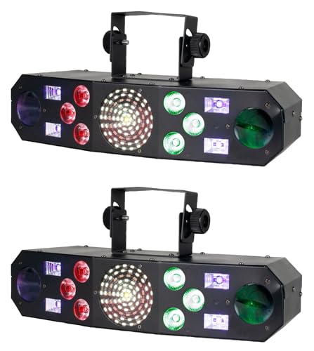 Audiosavings Bundle: (2) Eliminator Furious Five RG RGBW+UV LED DMX Laser/Strobe/Derby Effect Lights