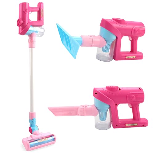 SGZIOO Aspirateur avec véritable fonction d'aspiration, jouet avec 3 têtes et musique, convient pour les garçons et les filles à partir de deux ans pour simuler le...