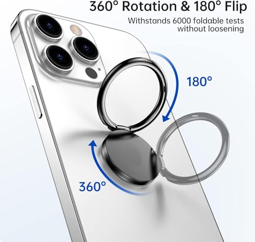 Image of Mizi Cell Phone Ring Holder Finger Grip Stand - 360 Rotation Metal Kickstand for Magnetic Car Mount, for All Smartphones & Tablets -Black