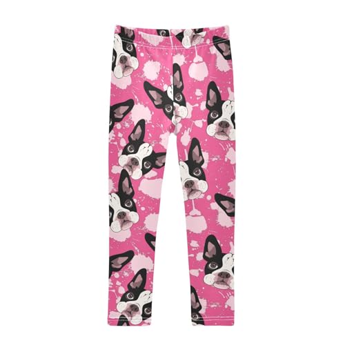 Vdsrup Girls Leggings Cartoon Dog Pink Kids Length Leggings Pants Athletic Yoga Pants Toddler Tights Trousers 4T