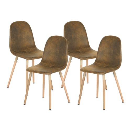 Anrekl Juego De 4 Sillas De Comedor Vintage Para Interiores, De Ante, Para Cocina, Comedor, Cafetería, Oficina, Dormitorio, Patas De Haya, Marrón, 41 X 50 X 85 Cm, Lm-Charlton-4bn-Su-Wl Anrekl Juego De 4 Sillas De Comedor Vintage Para Interiores, De Ante, Para Cocina, Comedor, Cafetería, Oficina, Dormitorio, Patas De Haya, Marrón, 41 X 50 X 85 Cm, Lm-Charlton-4bn-Su-Wl